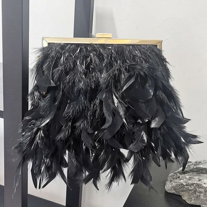 Feather Evening Clutch Bag