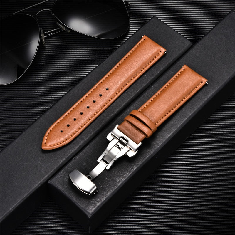 Genuine Calfskin Leather Watchband 18mm 20mm 22mm 24mm