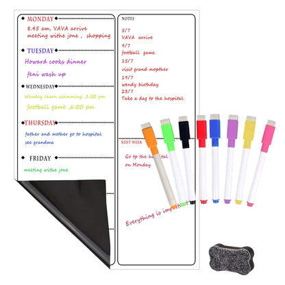 Magnetic A3 Weekly Planner Board Set for Refrigerator