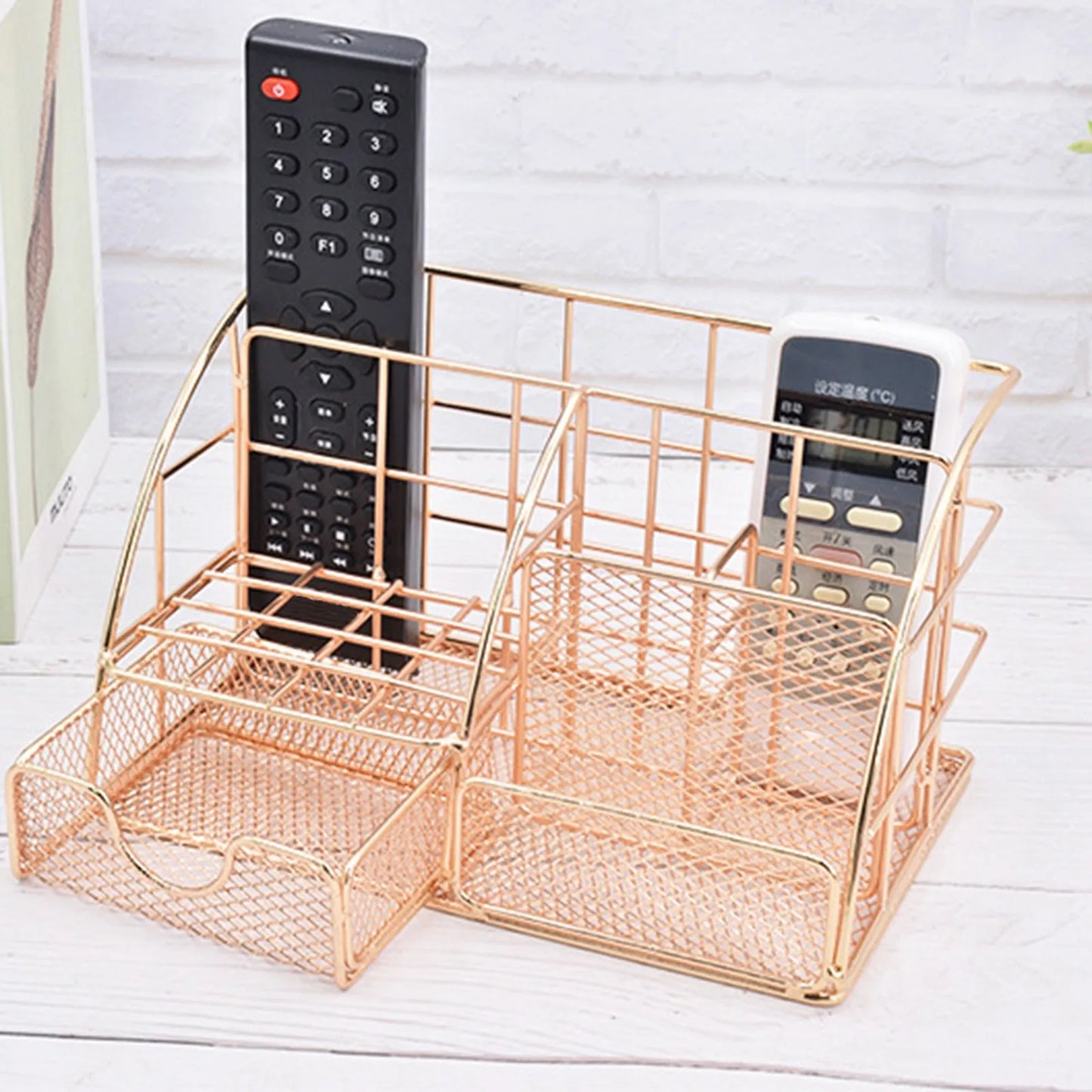 Rose Gold Mesh Desk Organizer