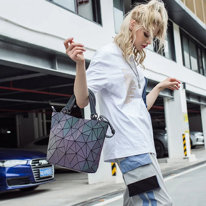 Luminous Geometric Reflective Tote Bag