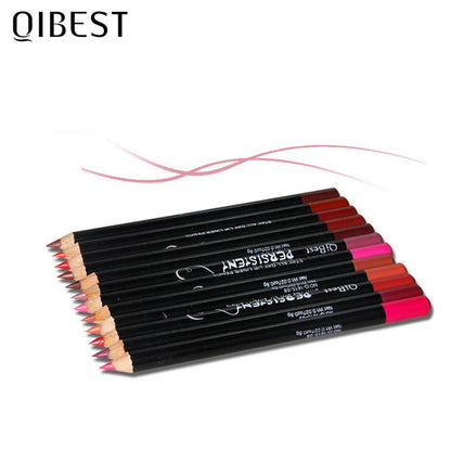 QIBEST 12Colour Long-lasting Matte Lipliner Pencil