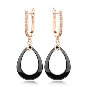 Women’s Ceramic & Stainless Steel Drop Earrings