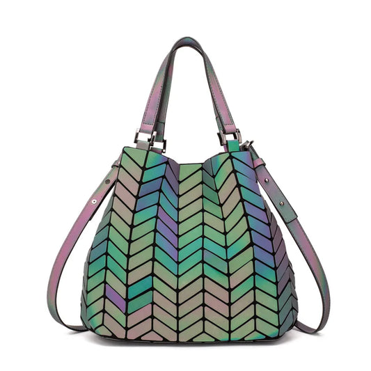 Luminous Geometric Reflective Tote Bag