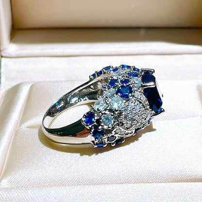 Cellacity Classic Silver 925 Ring Oval Blue Sapphire