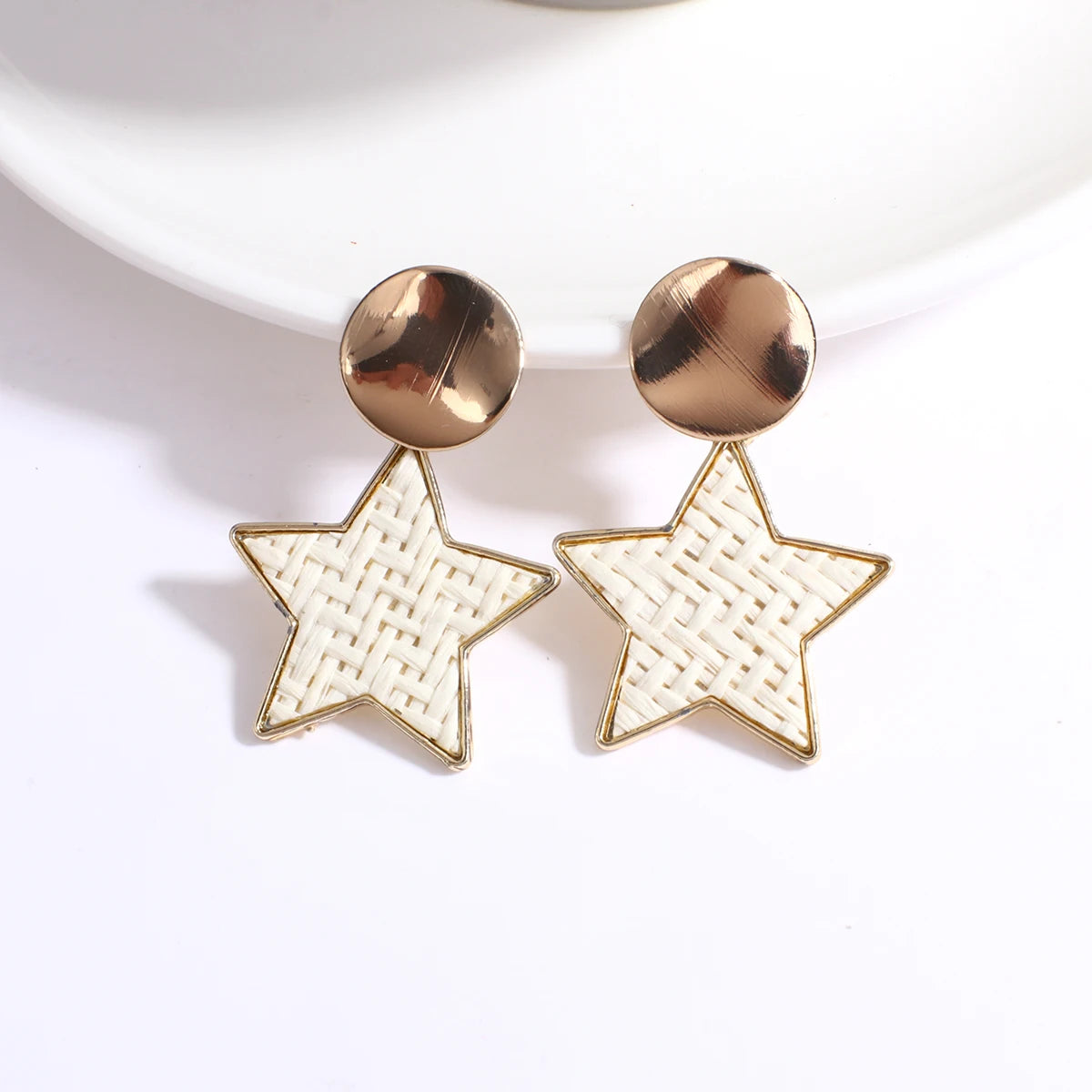 AENSOA Boho Handmade Geometric Wooden Drop Earrings