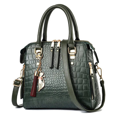 Yogodlns Crocodile Pattern Satchel Handbag