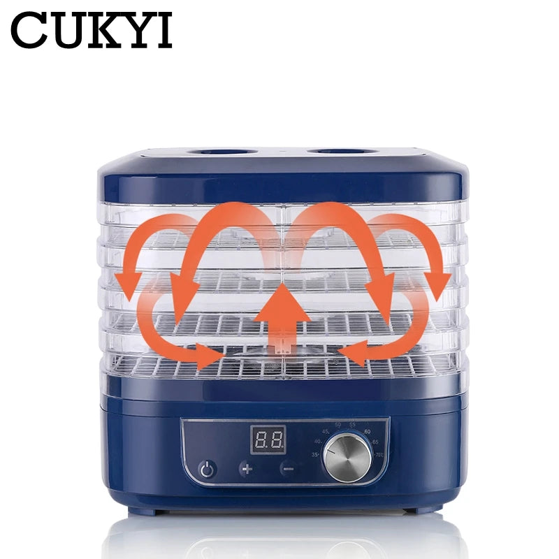 CUKYI 5 Trays Electric Food Dryer Automatic Dehydrator 220V