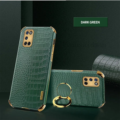 Crocodile Texture Ring Stand Phone Case