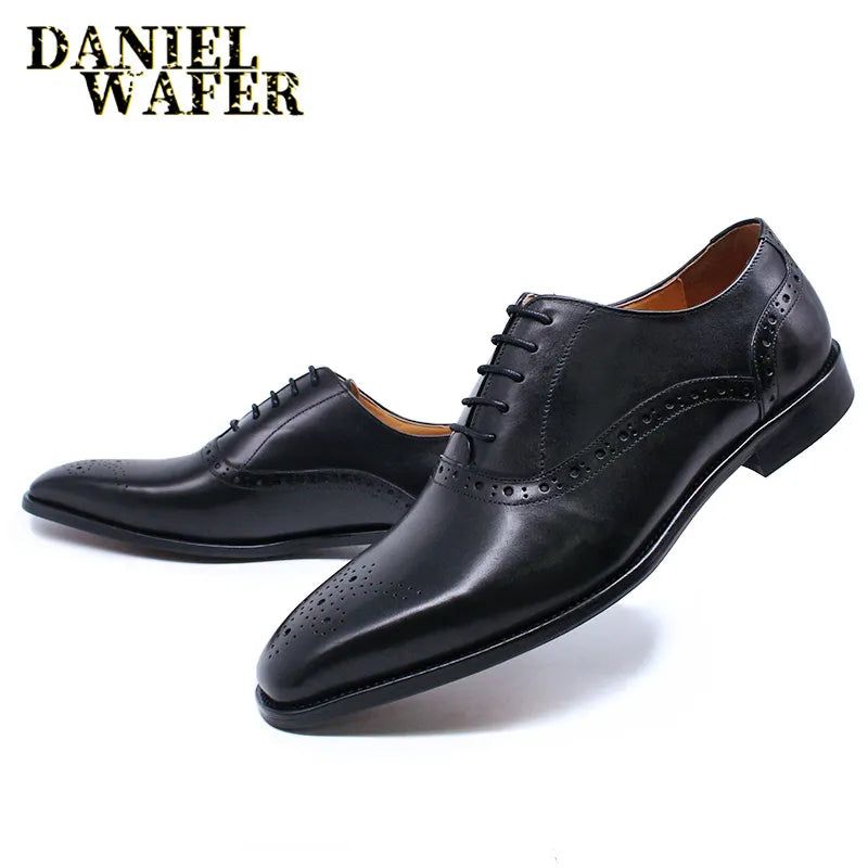 Luxury Mens Oxford Genuine Leather Shoes