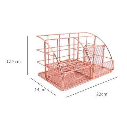 Rose Gold Mesh Desk Organizer