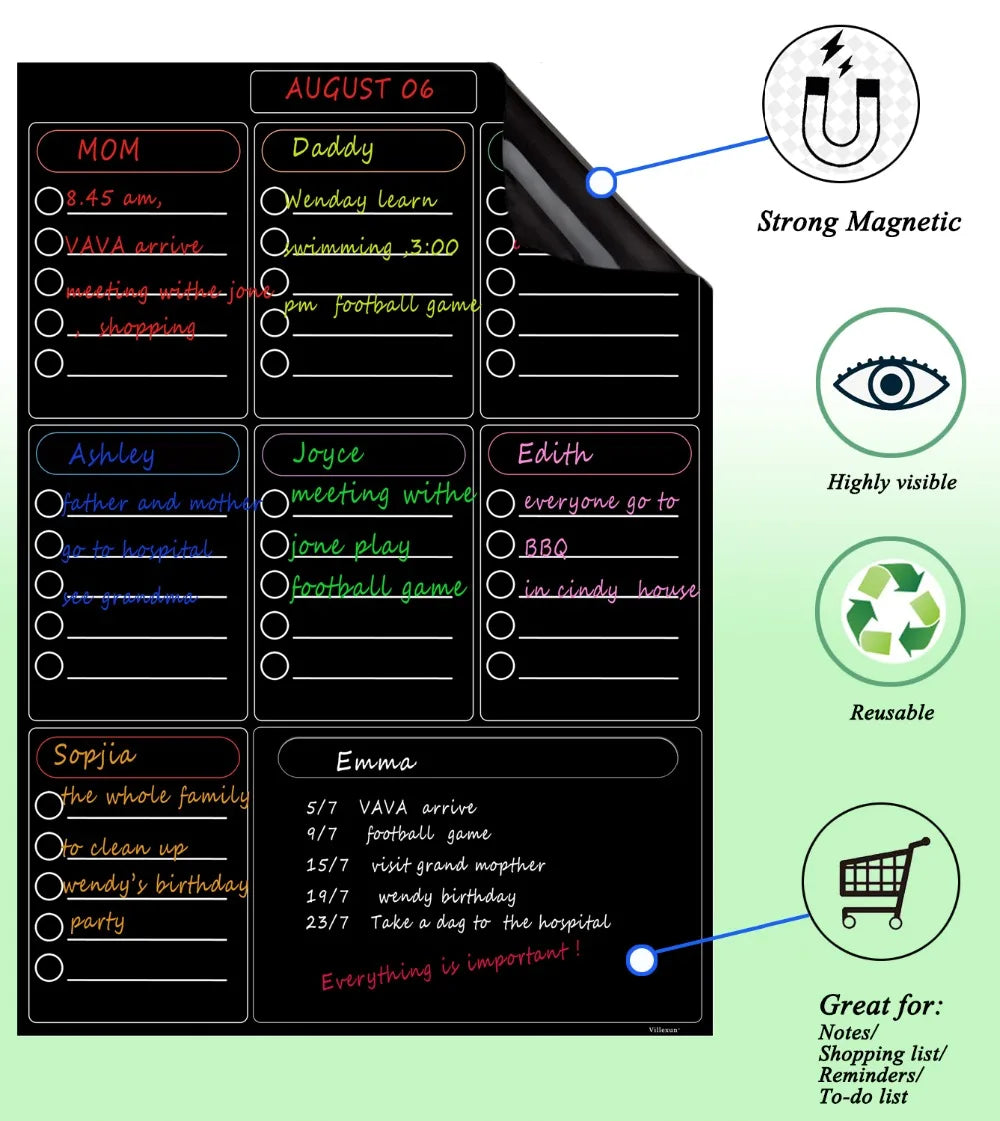 Magnetic Weekly Planner Whiteboard for Fridge