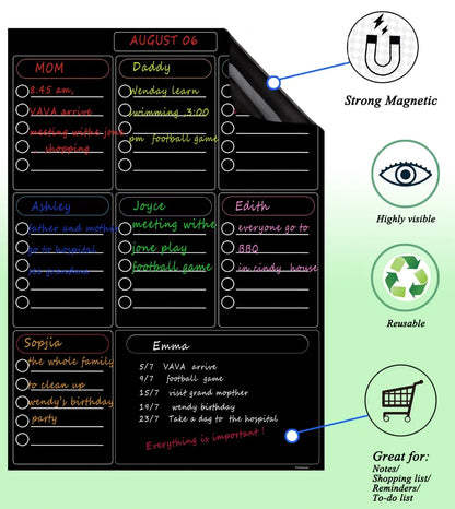Magnetic Weekly Planner Whiteboard for Fridge