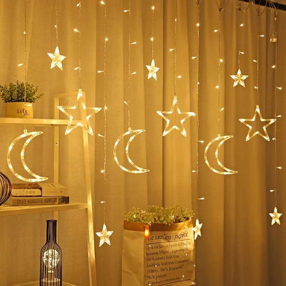 LED Icicle Star Moon Lamp Fairy Curtain String Lights Garland