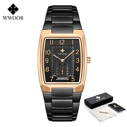 WWOOR 2023 New Square Watch Men with Automatic Week Date