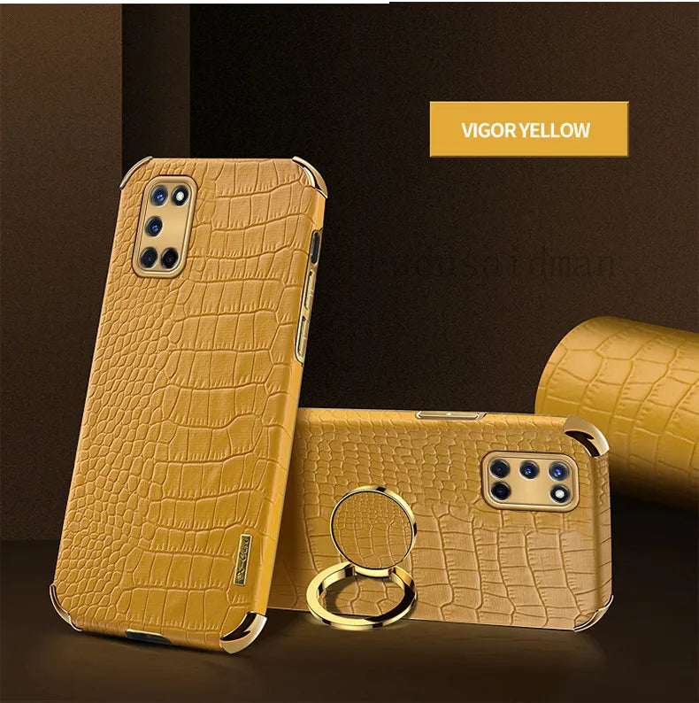 Crocodile Texture Ring Stand Phone Case