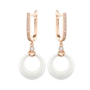 Women’s Ceramic & Stainless Steel Drop Earrings