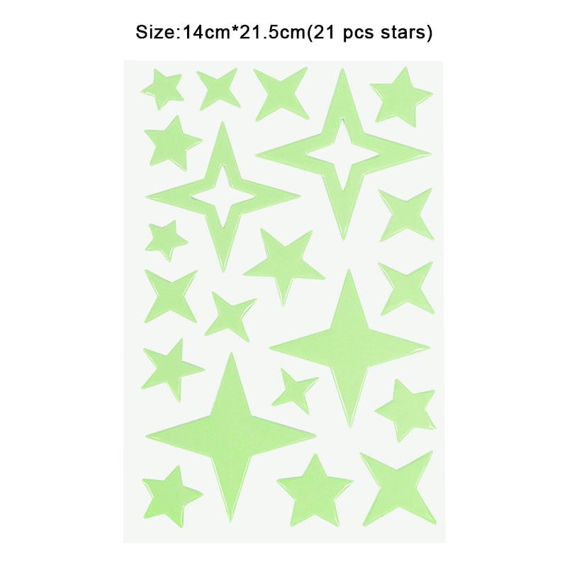 Luminous 3D Stars Dots Wall Sticker