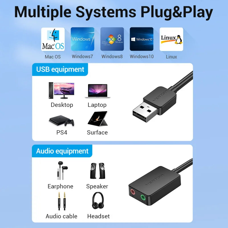 USB External Sound Card Adapter
