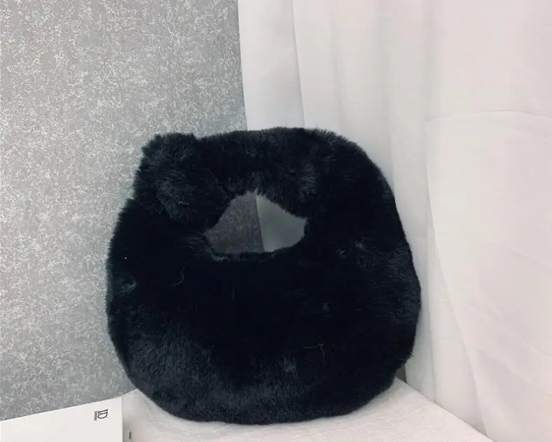 Luxury Faux Fur Half Moon Wrist Bag