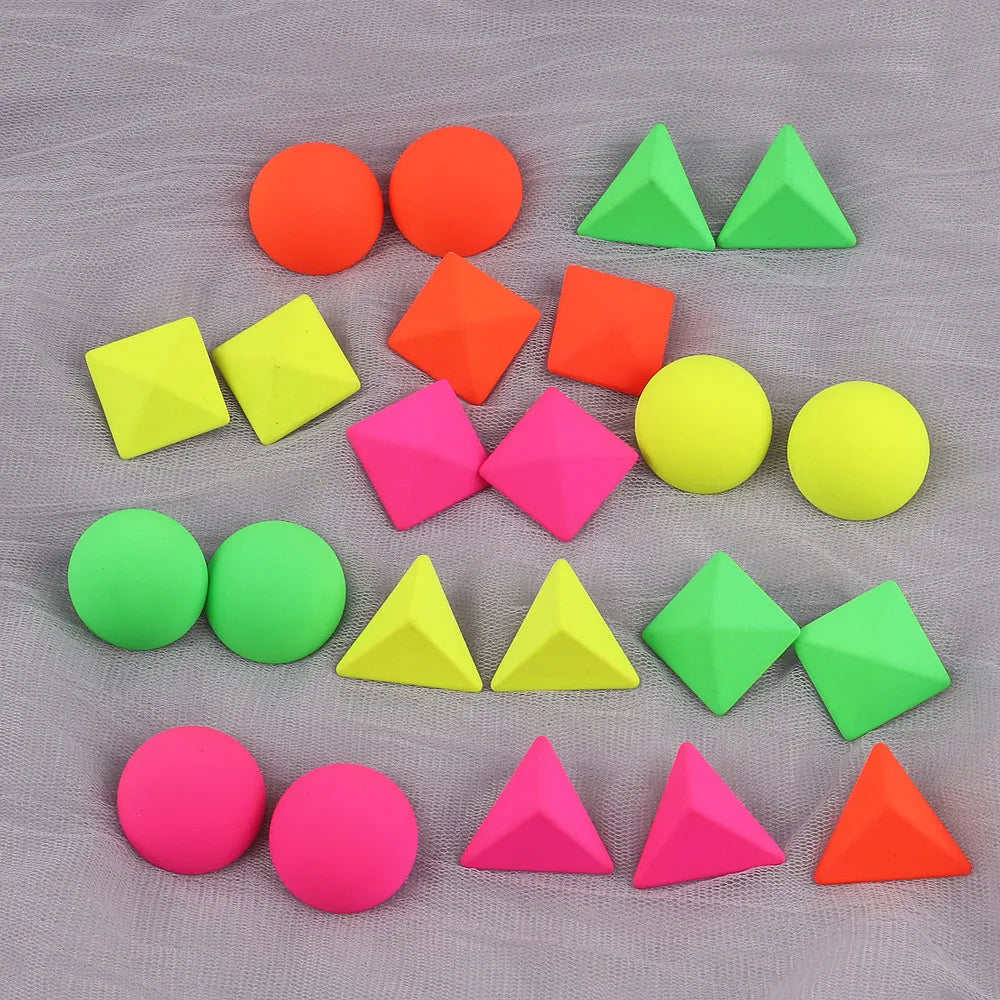 Geometry Neon Round Square Acrylic Earrings