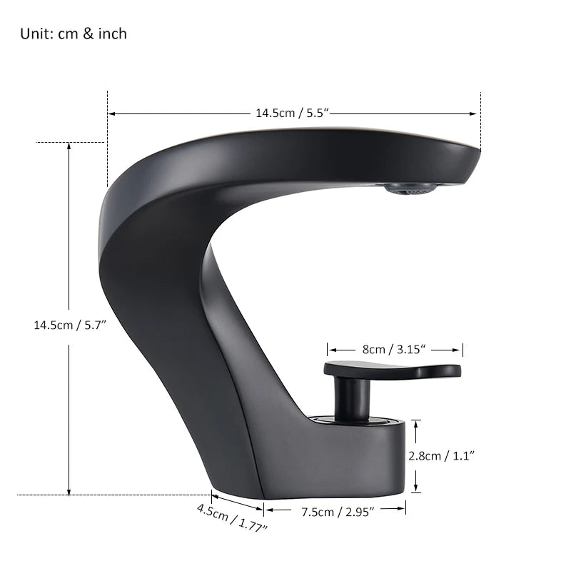 Matte Black Waterfall Bathroom Basin Mixer Tap