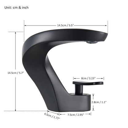Matte Black Waterfall Bathroom Basin Mixer Tap