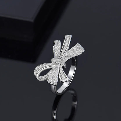 925 Sterling Silver Moissanite Bowknot Ring