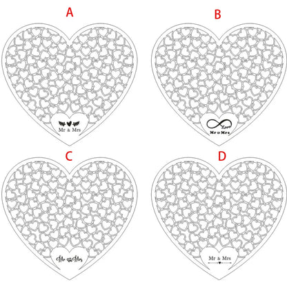 Heart Shape Wedding Guest Book Decoration With Wooden Box