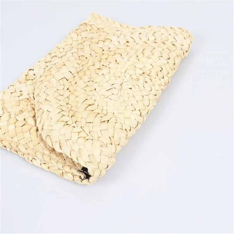 Women’s Handwoven Straw Envelope Clutch Bag
