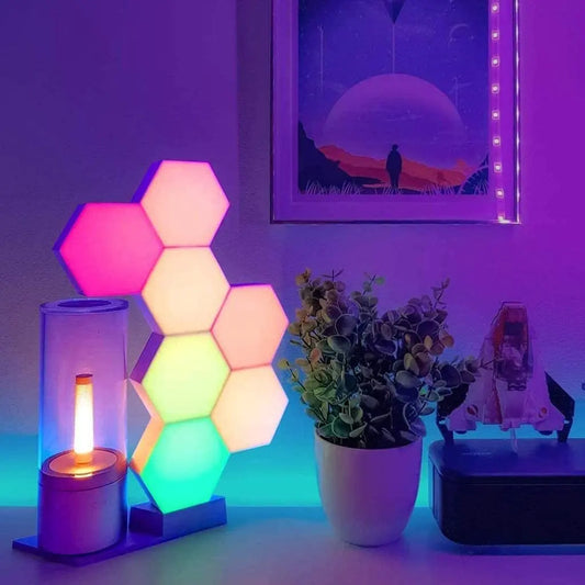 LED Honeycomb Lights Hexagonal USB Touch /Remote Control 7 Colors