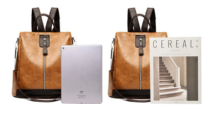 Women’s Anti-Theft PU Leather Travel Backpack