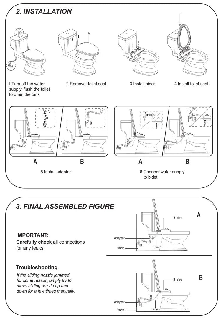 Dual Nozzle Bidet Toilet Seat Attachment