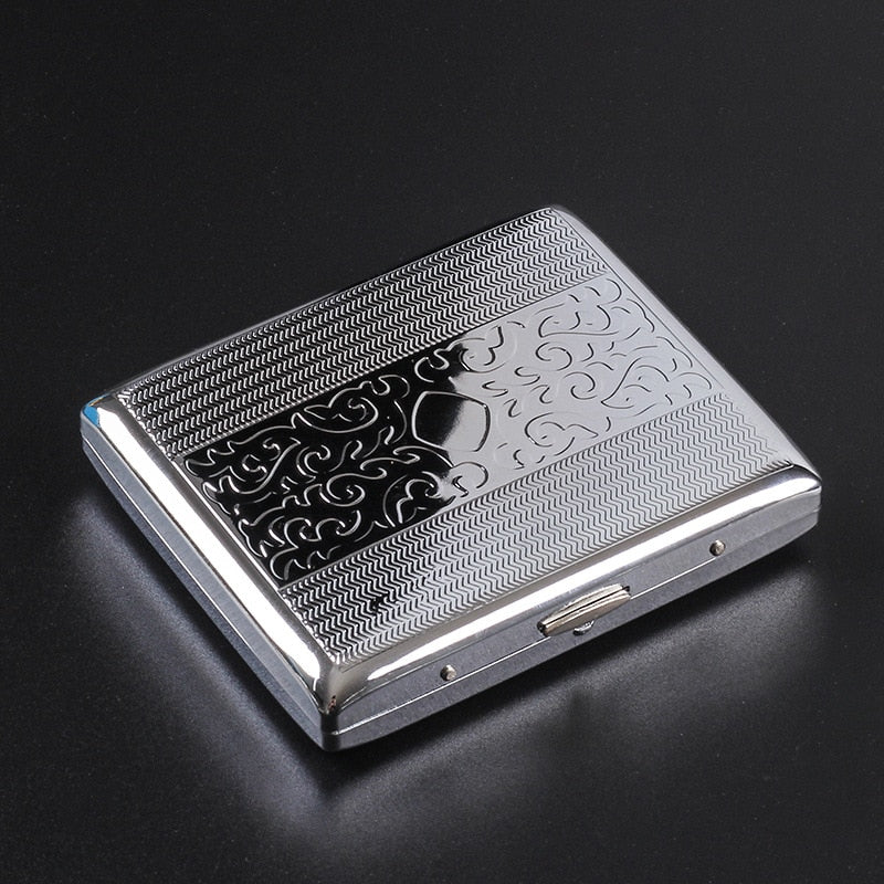 Silver Portable Metal Cigarette Case