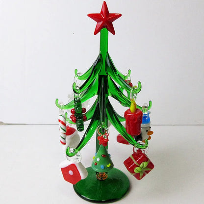 Handmade Glass Christmas Tree With 12 Accessories