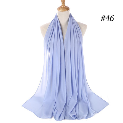 Plain Color Chiffon Scarf Headband Female