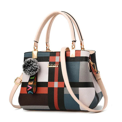 Women’s Designer Style Plaid Shoulder & Crossbody Tote Bag