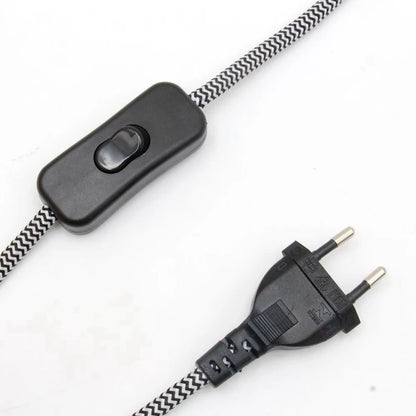 Fabric Covered EU Power Cord with Switch