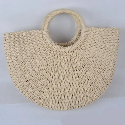 Bohemian Woven Straw Tote Crossbody Bag