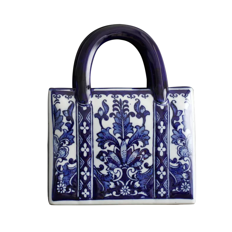 Chinese-style Blue And White Ceramic Handbag