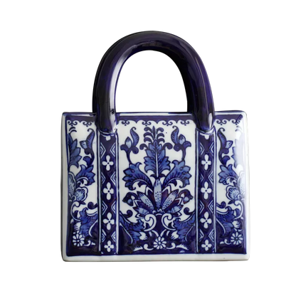 Chinese-style Blue And White Ceramic Handbag