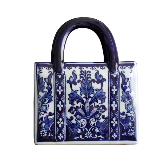 Chinese-style Blue And White Ceramic Handbag