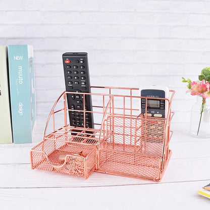 Rose Gold Mesh Desk Organizer