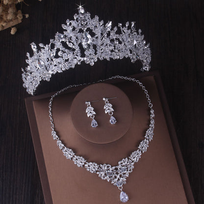 Silver Colour Crystal Bridal Jewelry Sets