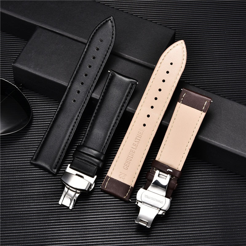 Genuine Calfskin Leather Watchband 18mm 20mm 22mm 24mm