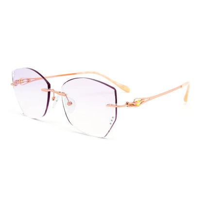 Reven Jate Alloy Rimless Diamond Cutting Woman Glasses