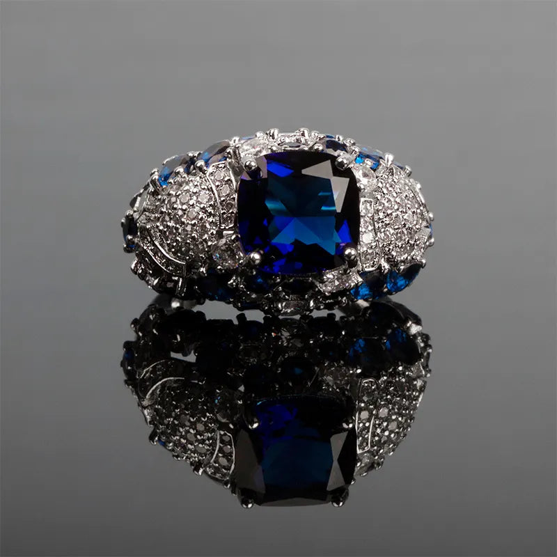 Cellacity Classic Silver 925 Ring Oval Blue Sapphire