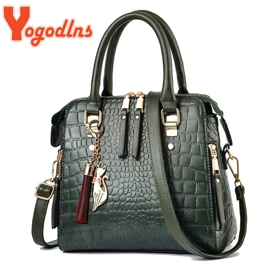Crocodile Embossed PU Leather Tote Bag