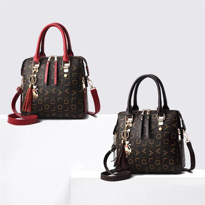 Large PU Leather Monogram Tote Handbag