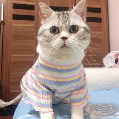 Striped Cotton Cat Vest – Spring Pet Clothes for Cats